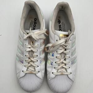 Adidas Superstar Women's Sneakers White Iridescent Holographic Size 9 FX7565